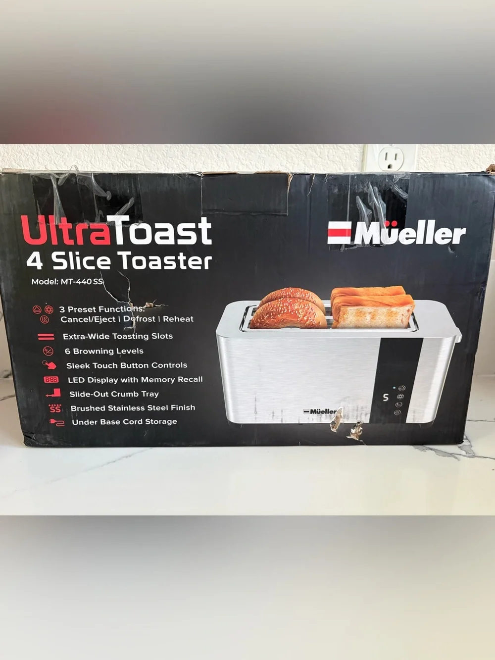 Mueller Stainless Steel Extra Wide 4-Slice Toaster